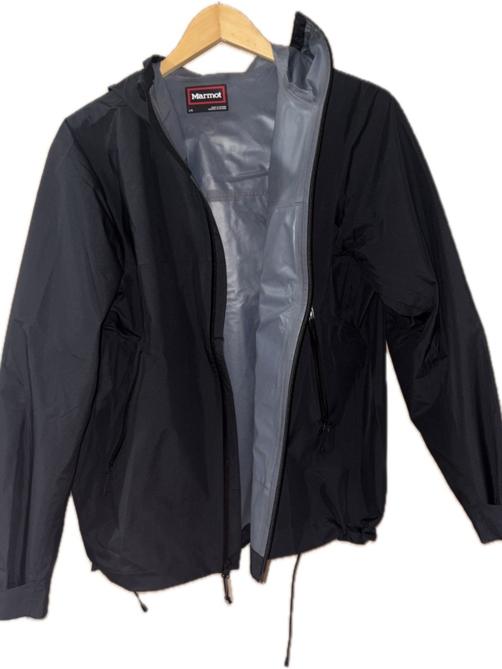 Marmot Black Hooded Waterproof Rain Shell